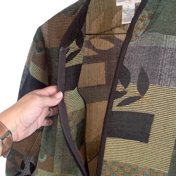 Preswick & Moore Shades of Green Full Zip Front Jacket Blazer Petite L - Picture 2 of 9